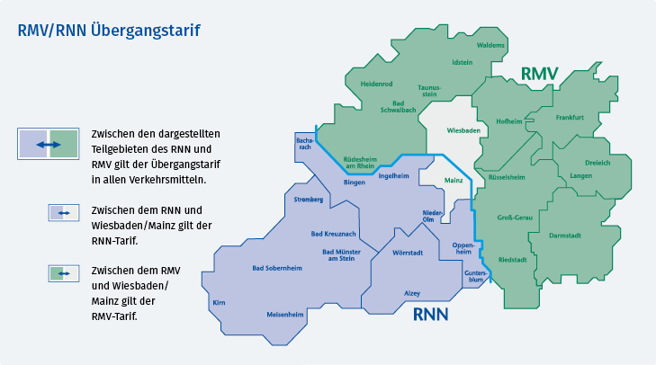 Schematische Karte Übergangstarif RNN und RMV