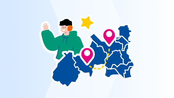 Graphic illustration: A map with highlighted points