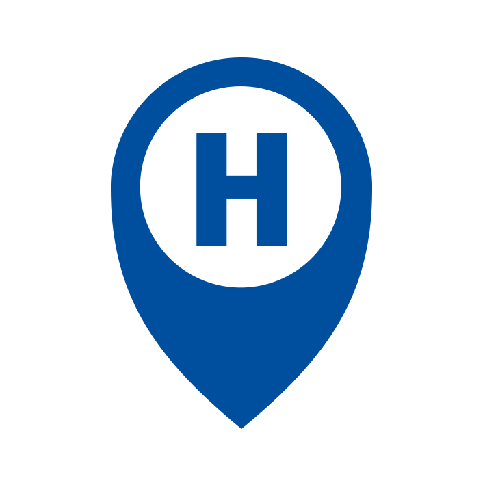 Haltestelle, blaue Logo