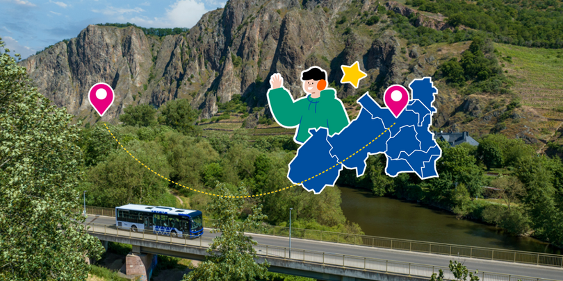 Ein Bus fährt entlang der Straße vor dem Hintergrund eines grünen Feldes 